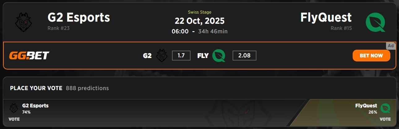 G2 Esports проти FlyQuest Worlds 2025
